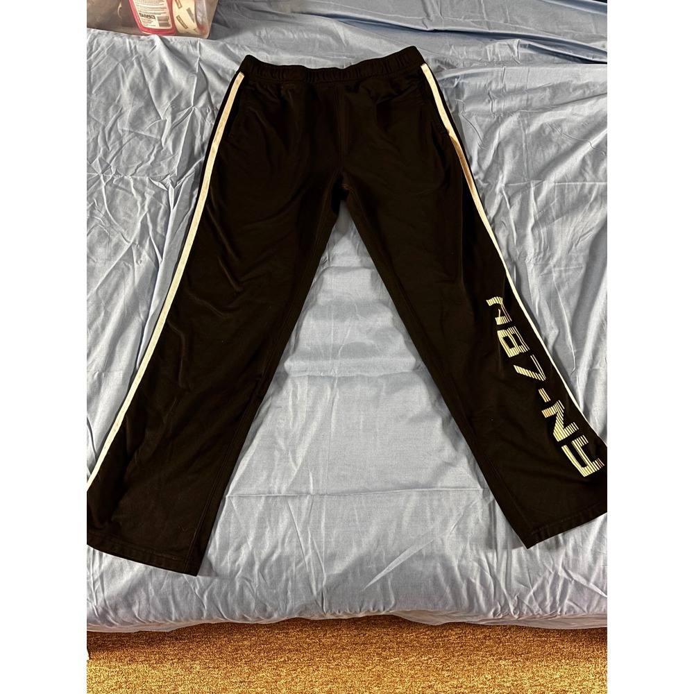 Aeropostale Mens Black Track Pants A87-NY Graphic Side Stripe Size Large 2012